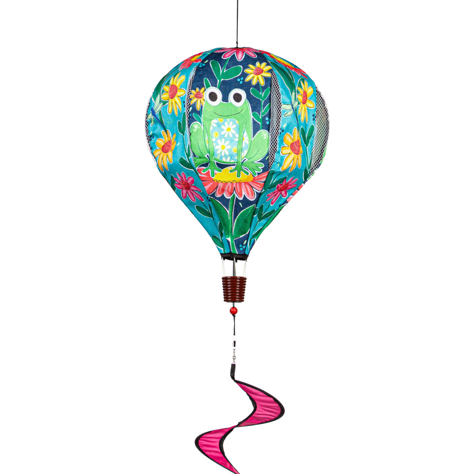 Welcome Friends Frog Burlap Balloon Spinner