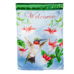 Hummingbird and Flowers Lustre Flag
