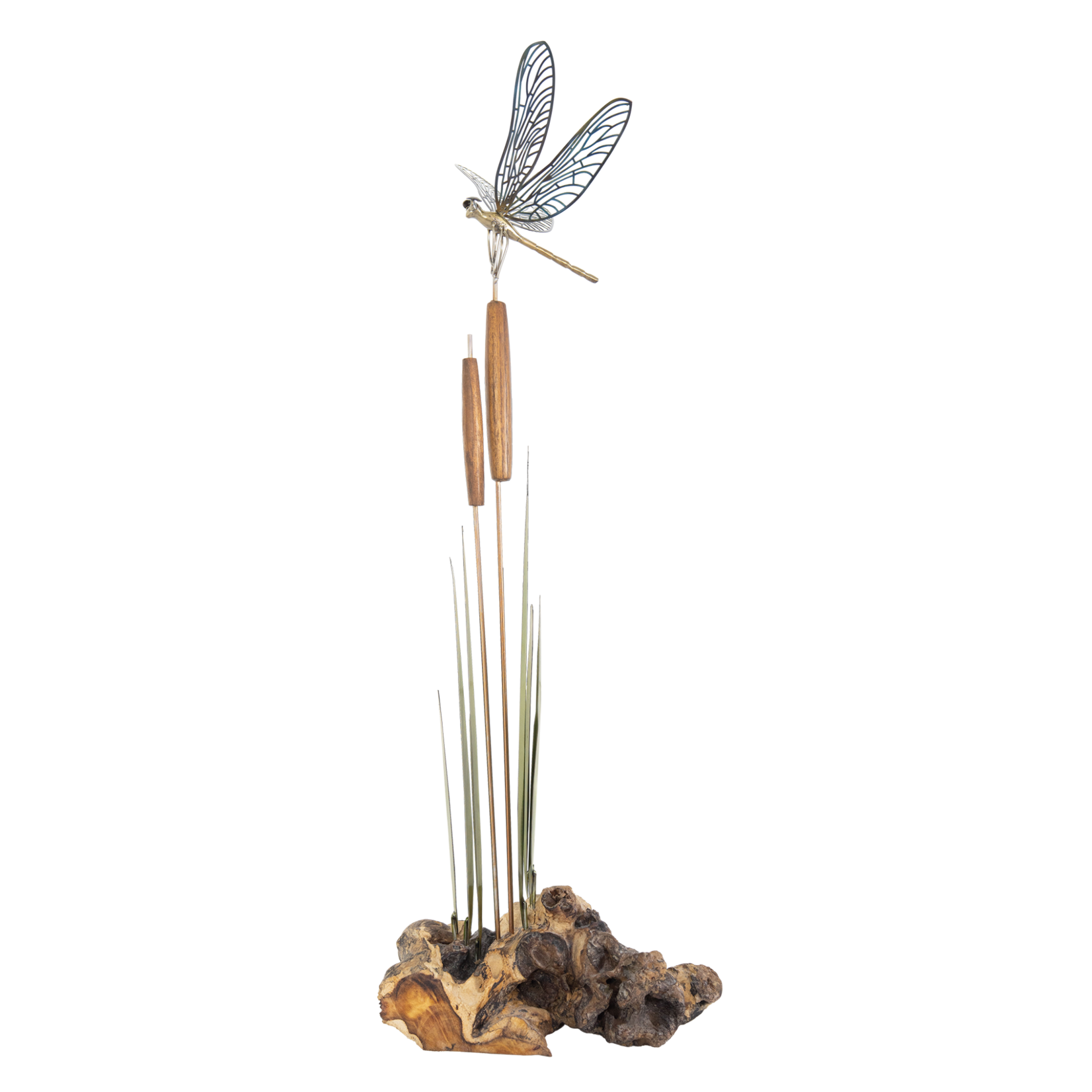 Copper Art LLC Dragonfly on Cattails Decor