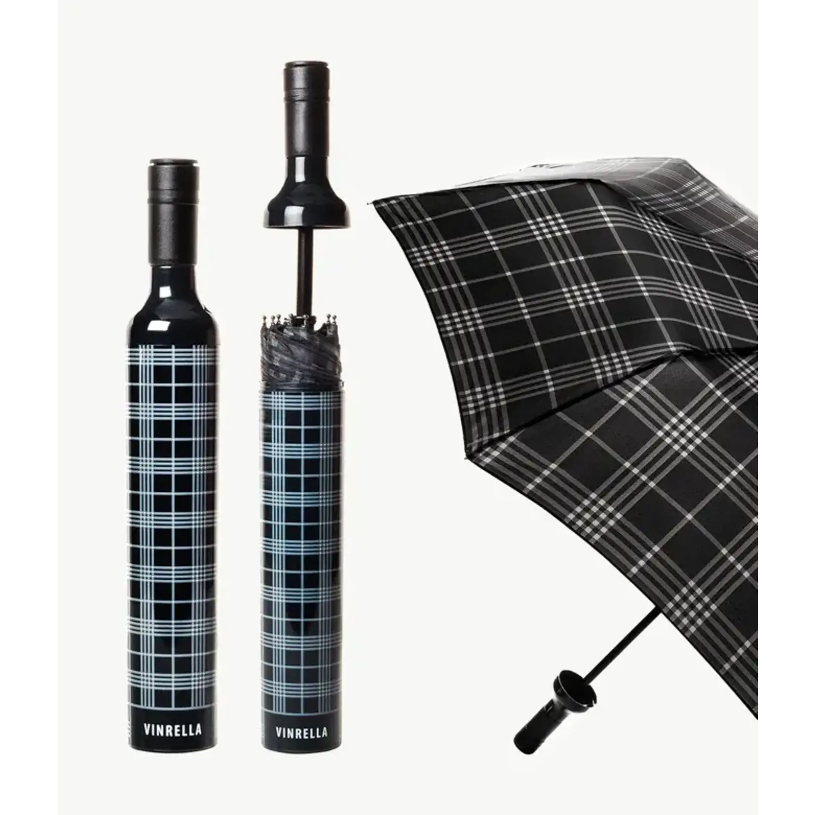 Wine Bottle Umbrella Blk Plaid ( top of bins)