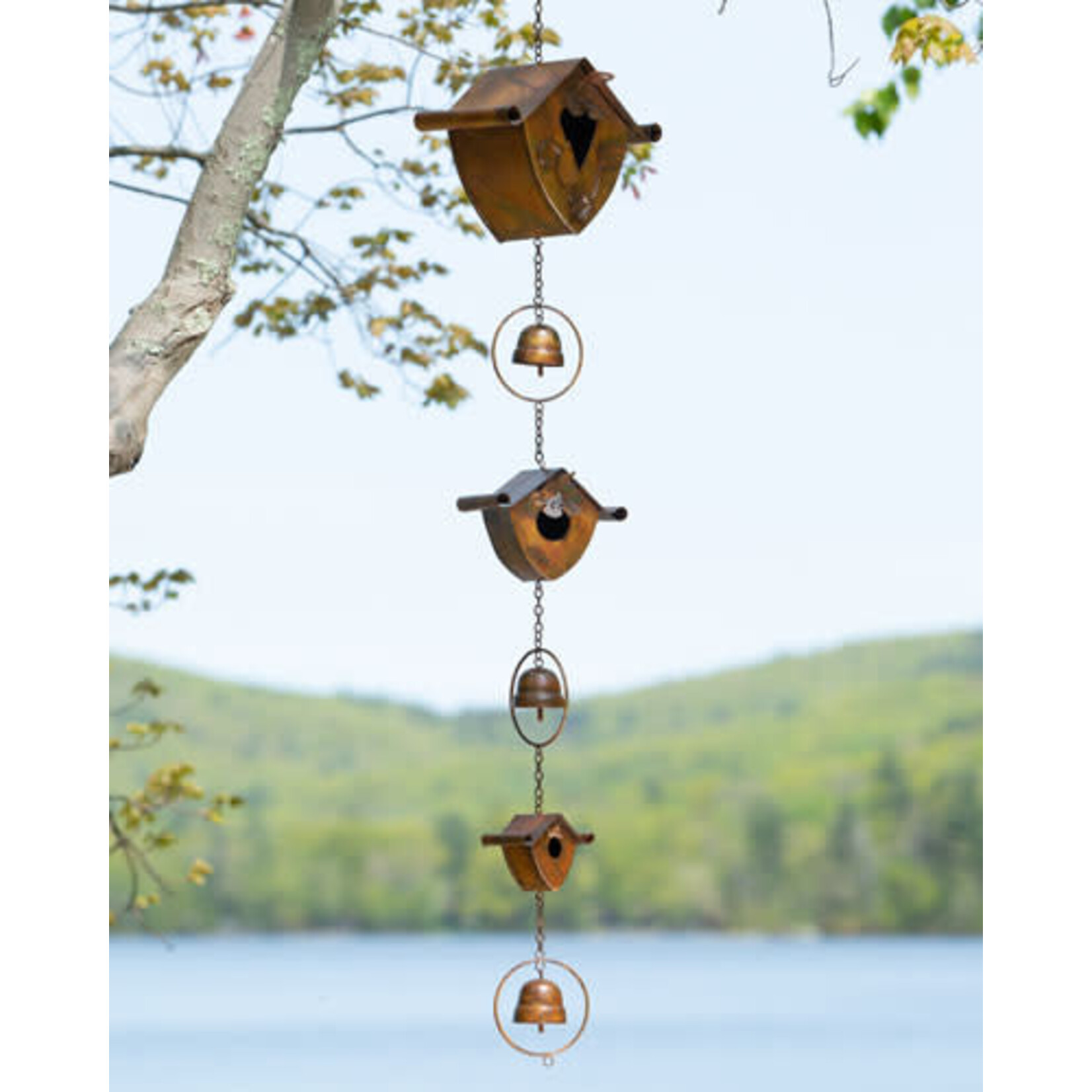 Triple Birdhouse & Bells  Hanging Ornament  (G 20)