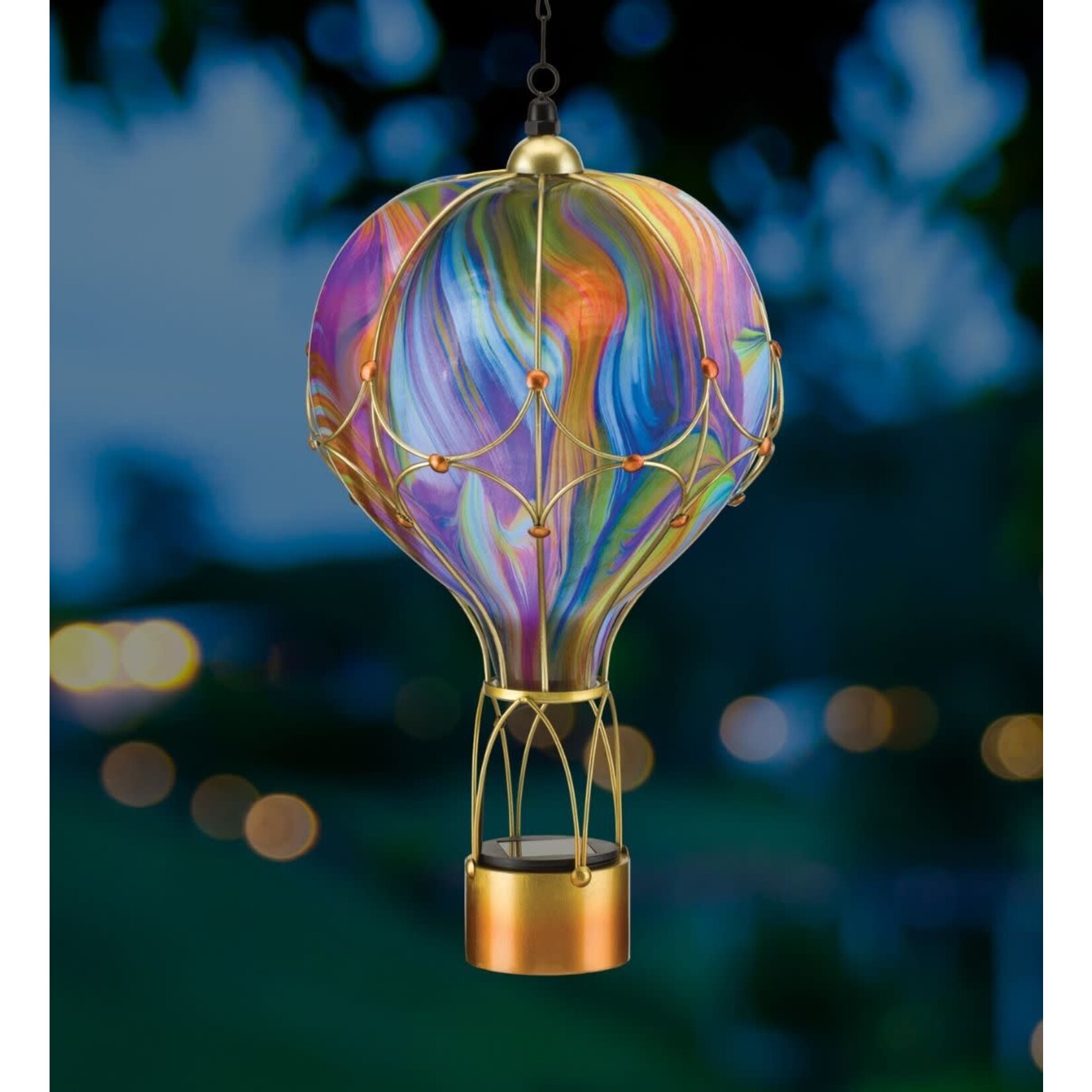 Regal Art & Gift Swirl Balloon Solar Lantern Large- Orange