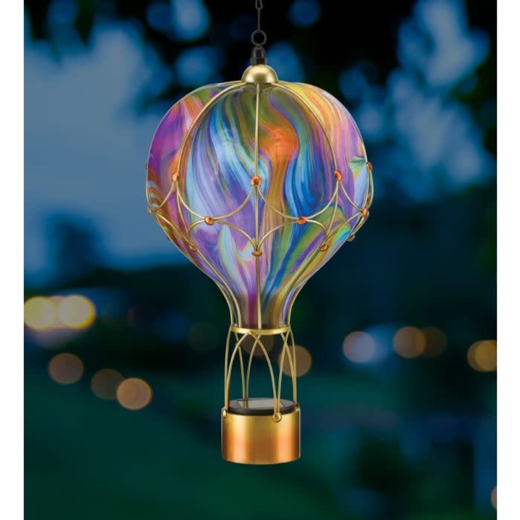 Regal Art & Gift Swirl Balloon Solar Lantern Large- Orange