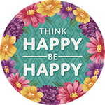 "Think Happy" Round Car Coaster