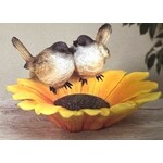 Sunflower Birdbath with Birds