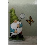 Solar Gnome Figurine Flying  Yellow Butterfly