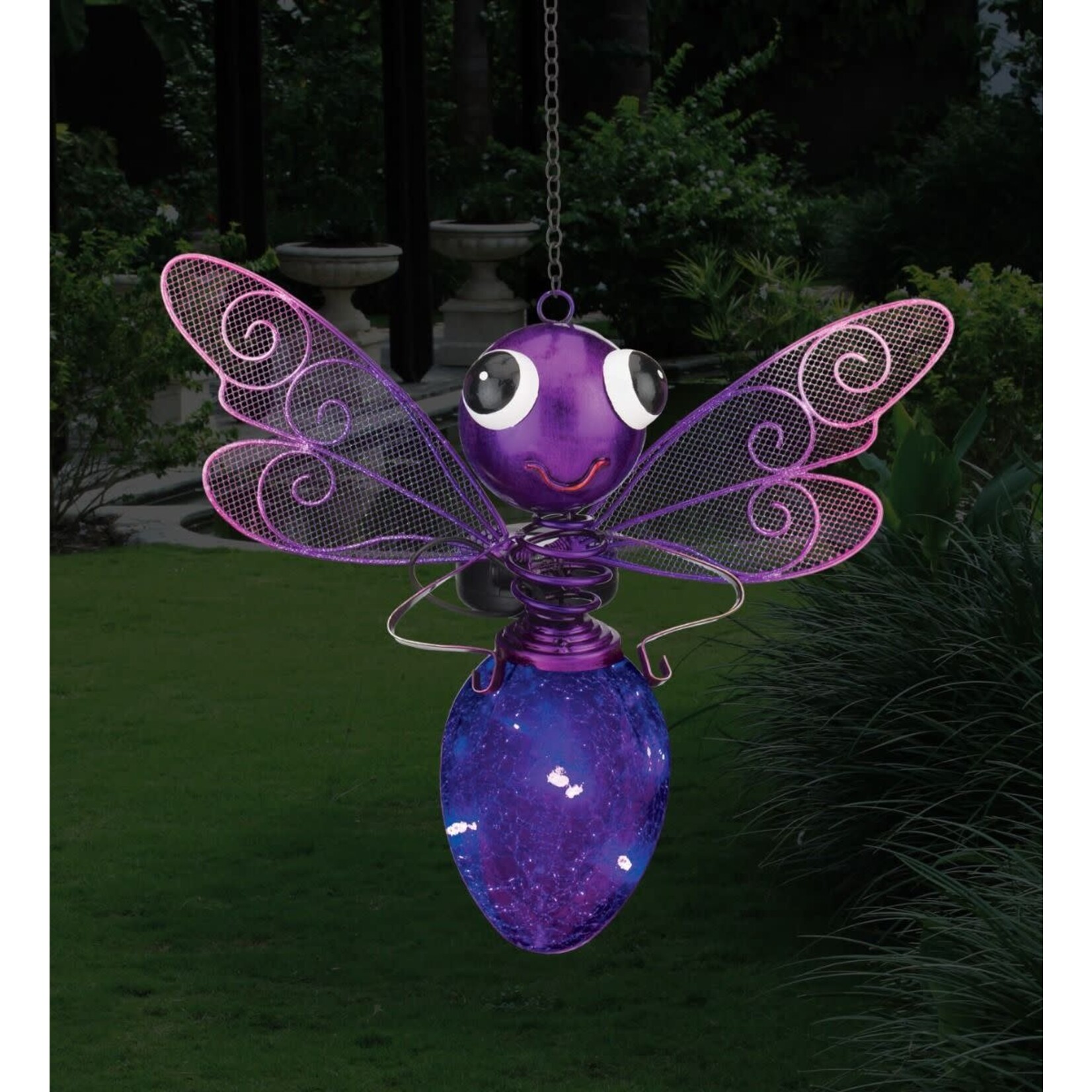 Regal Art & Gift Solar Dragonfly Lantern Purple