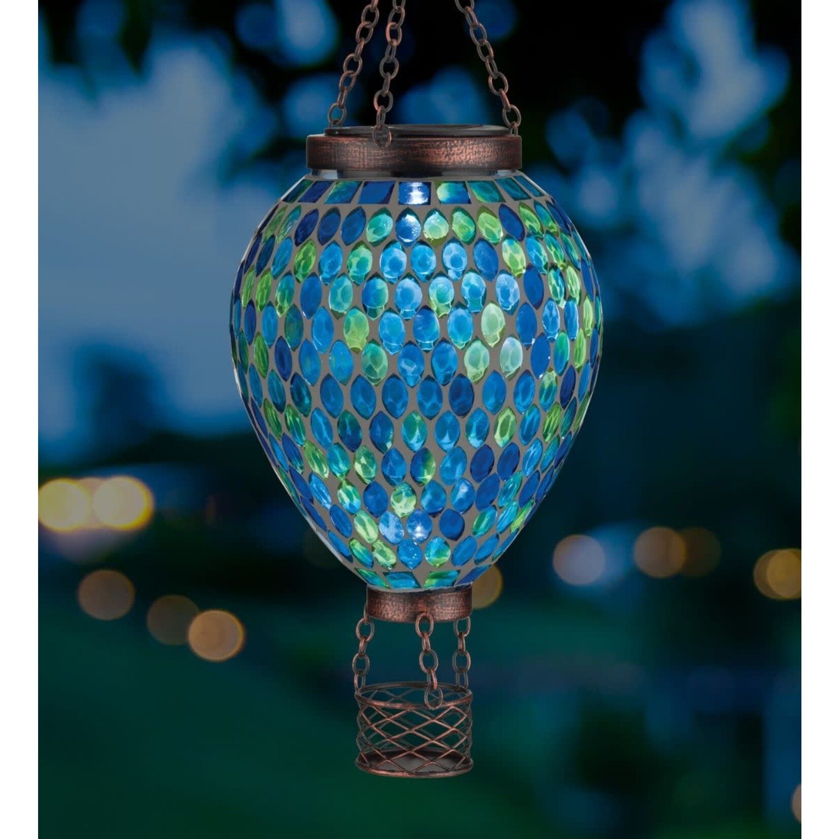 Regal Art & Gift Mosaic Solar  Hot Air Balloon  Lantern Blue