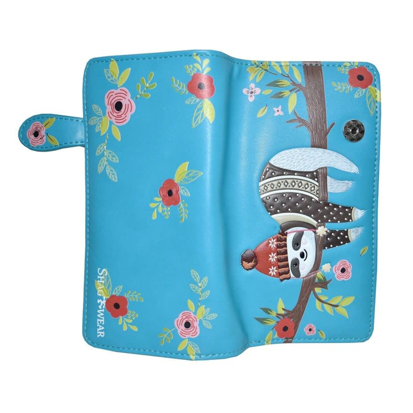 Chillin Sloth Large Wallet /Teal/ With Zipper