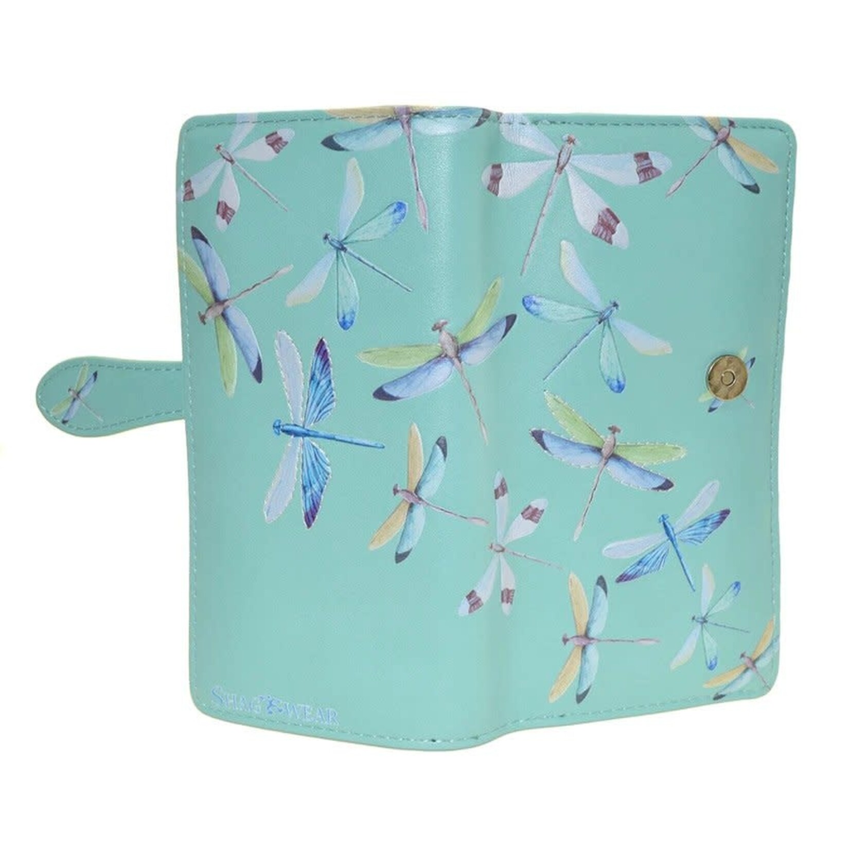 Dragonflies Large Wallet / Light Green / With Zipper