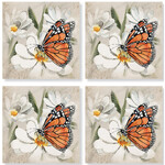 Monarch On Flower Coaster Set