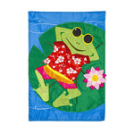 Frog's Summer Vacation Garden  Flag
