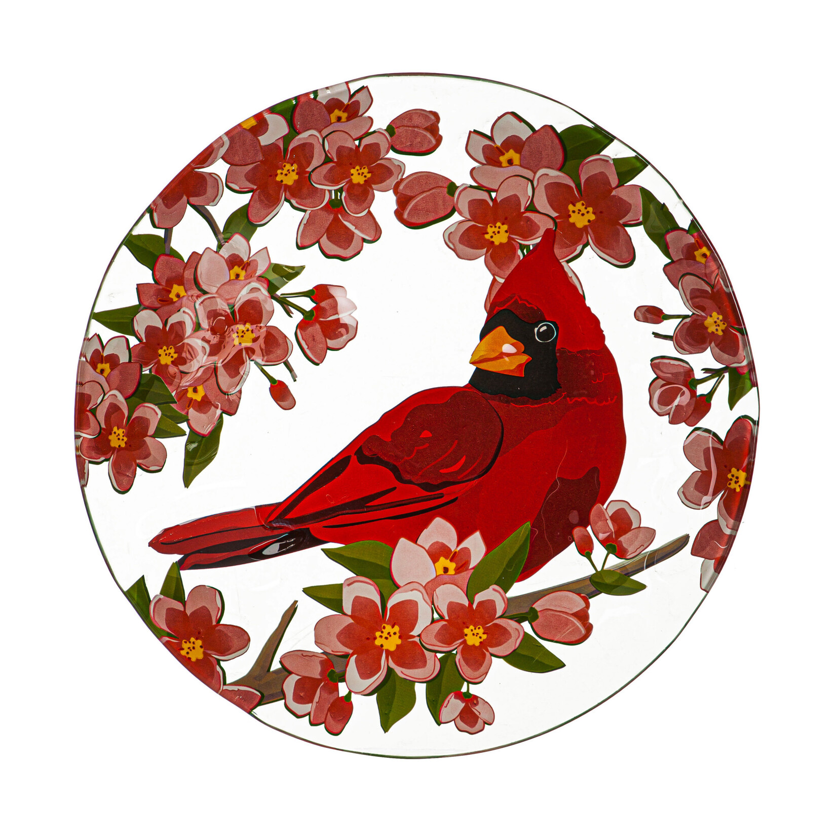 Cardinal Glass Birdbath