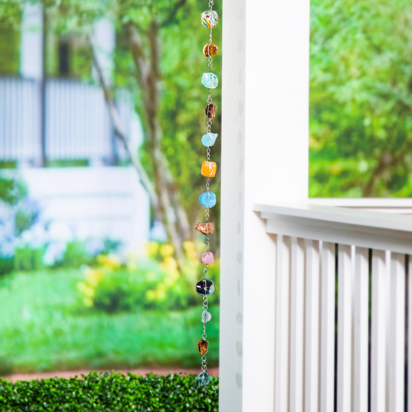 71"H Multicolor Glass Rain Chain    (D3)