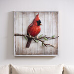 Metal Painted Red Cardinal Wall