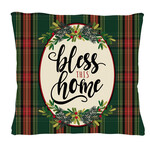 Bless This Home Plaid Outdoor Pillow