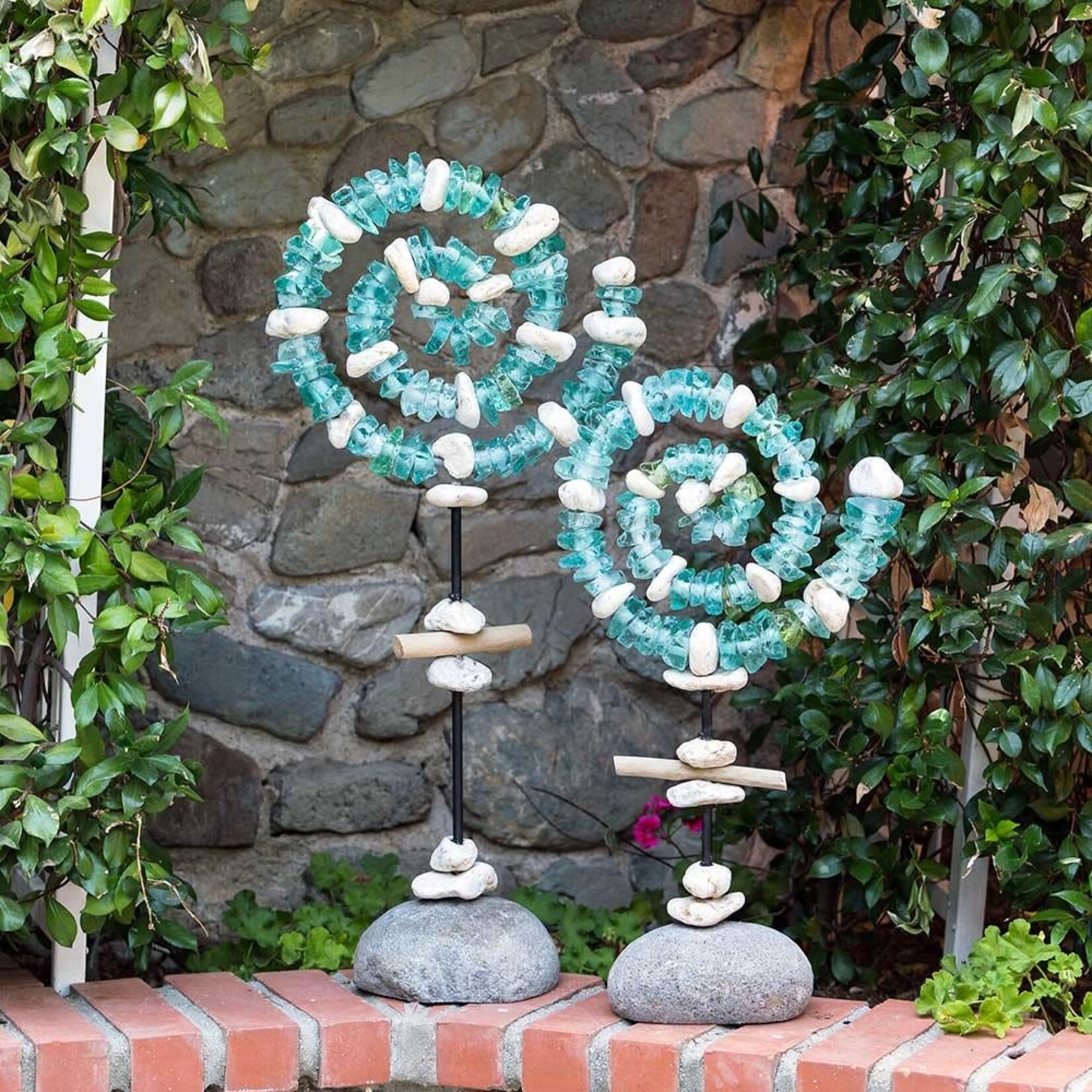Garden Age Supply Glass Spiral Garden Stand Large