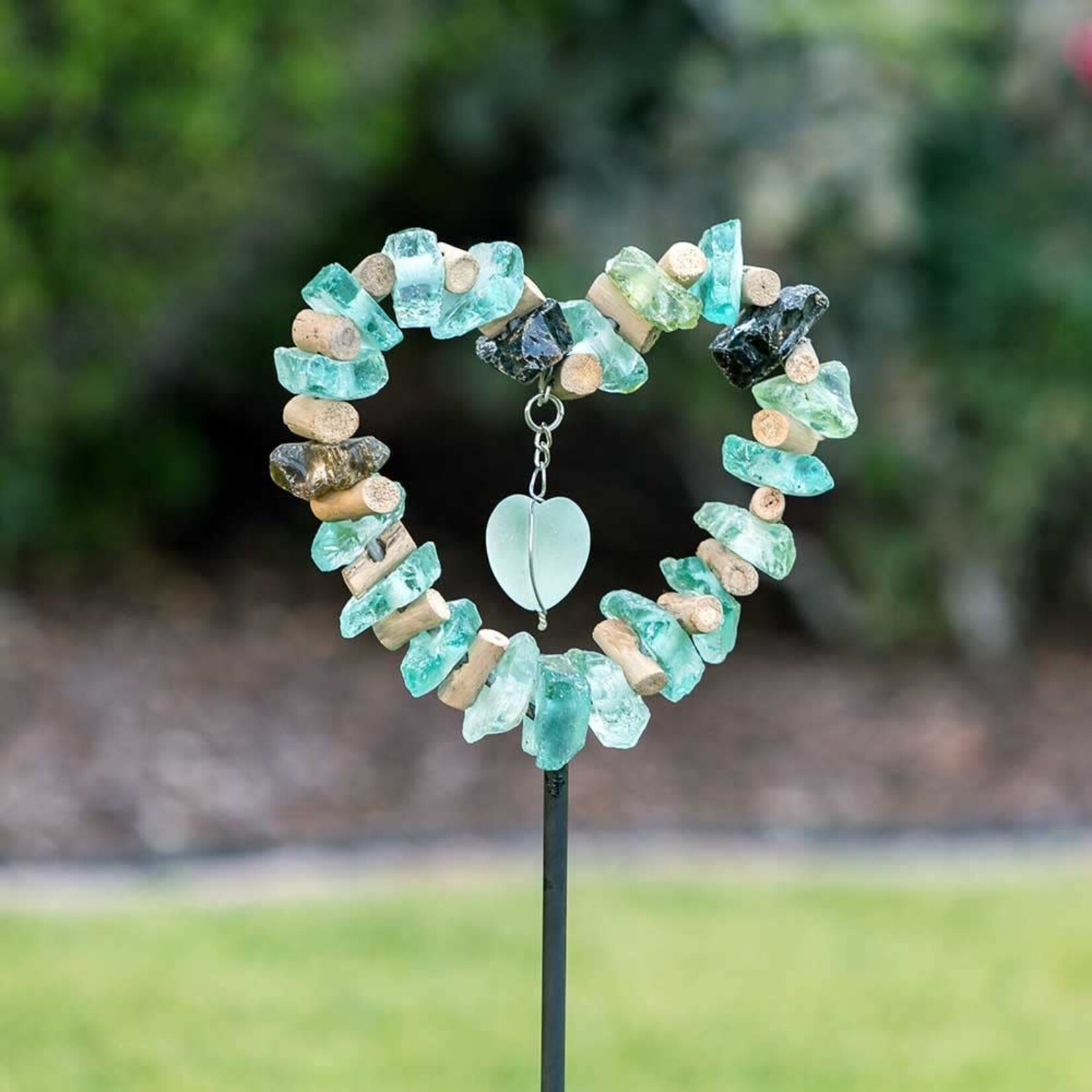 Garden Age Supply Glass Heart Stake - 4 Feet