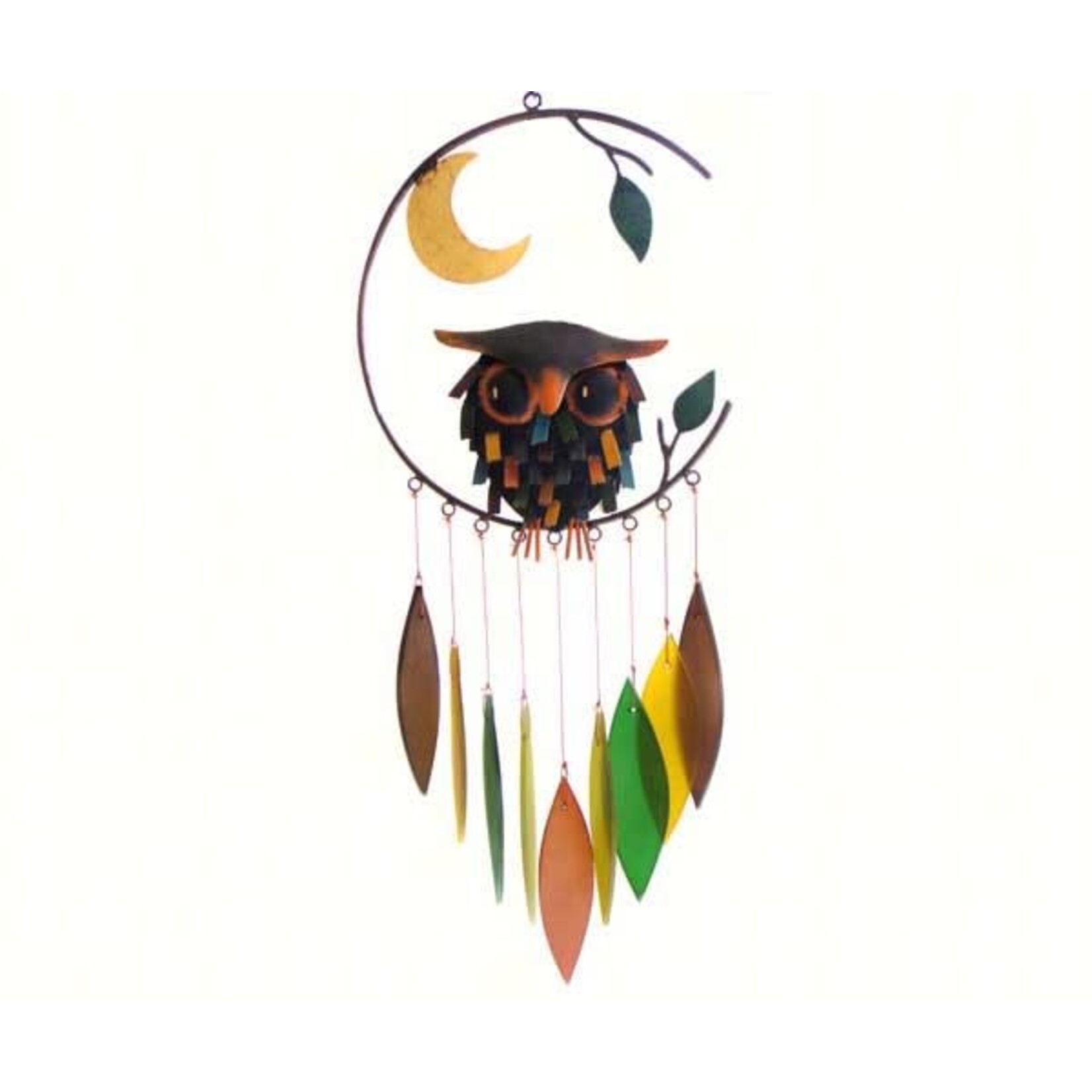 Owl with Moon Waterfall Wind Chime