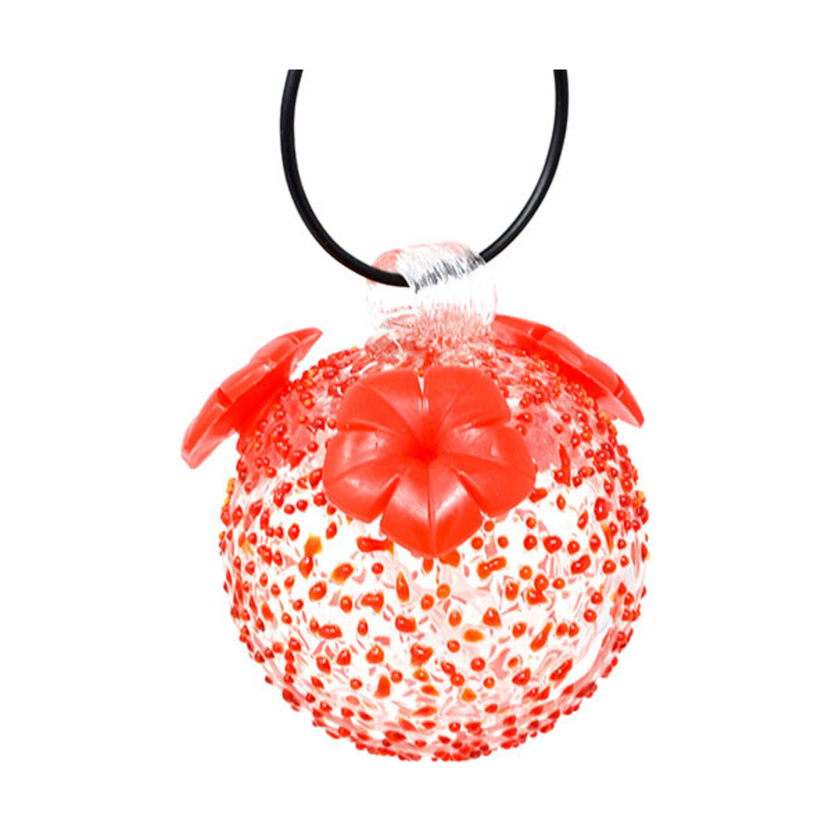 Glass Red Textured Hummingbird Feeder