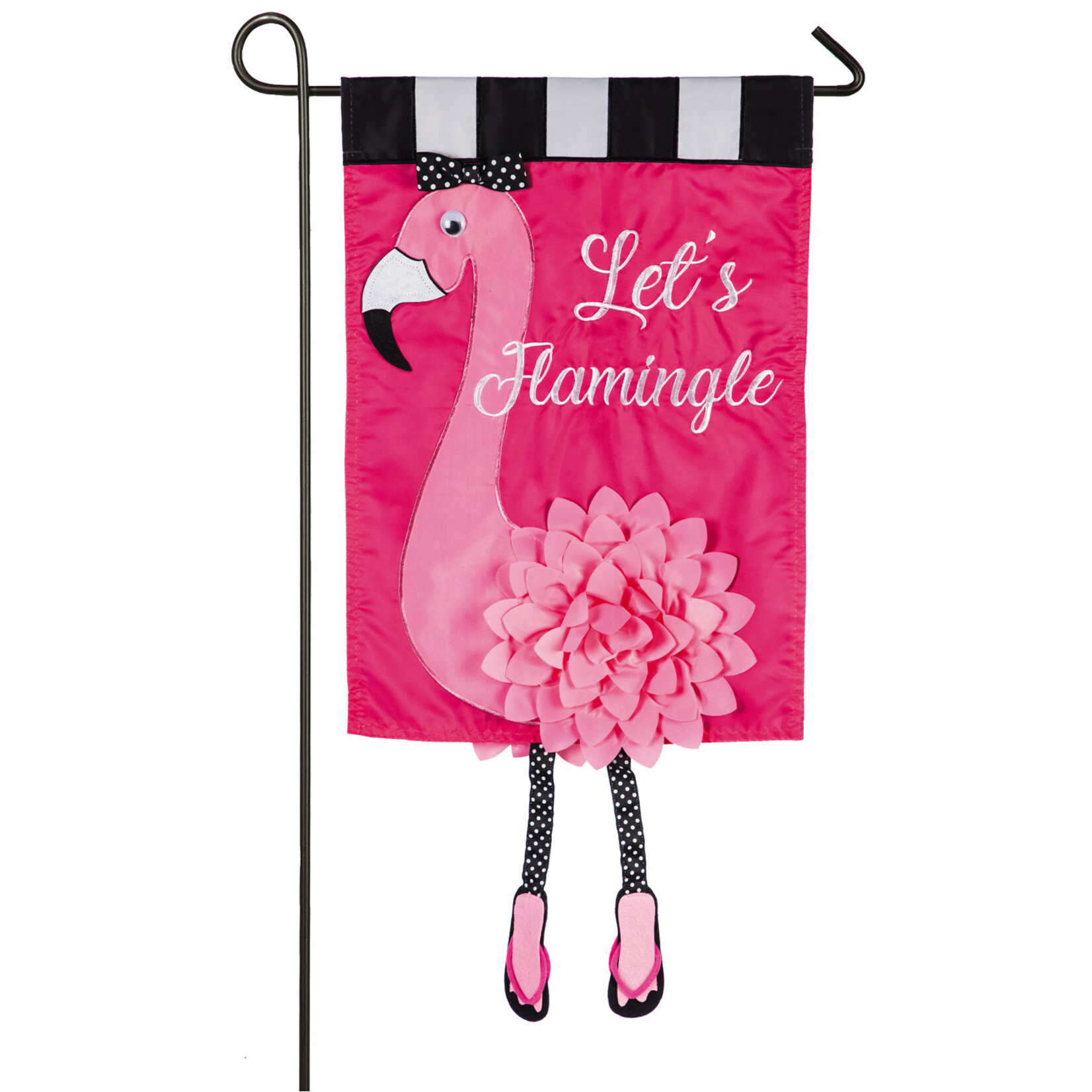 Let's Flamingle Garden Applique  Flag