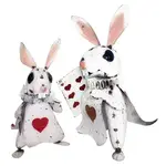 Think Outside White Rabbit Large Holding Heart