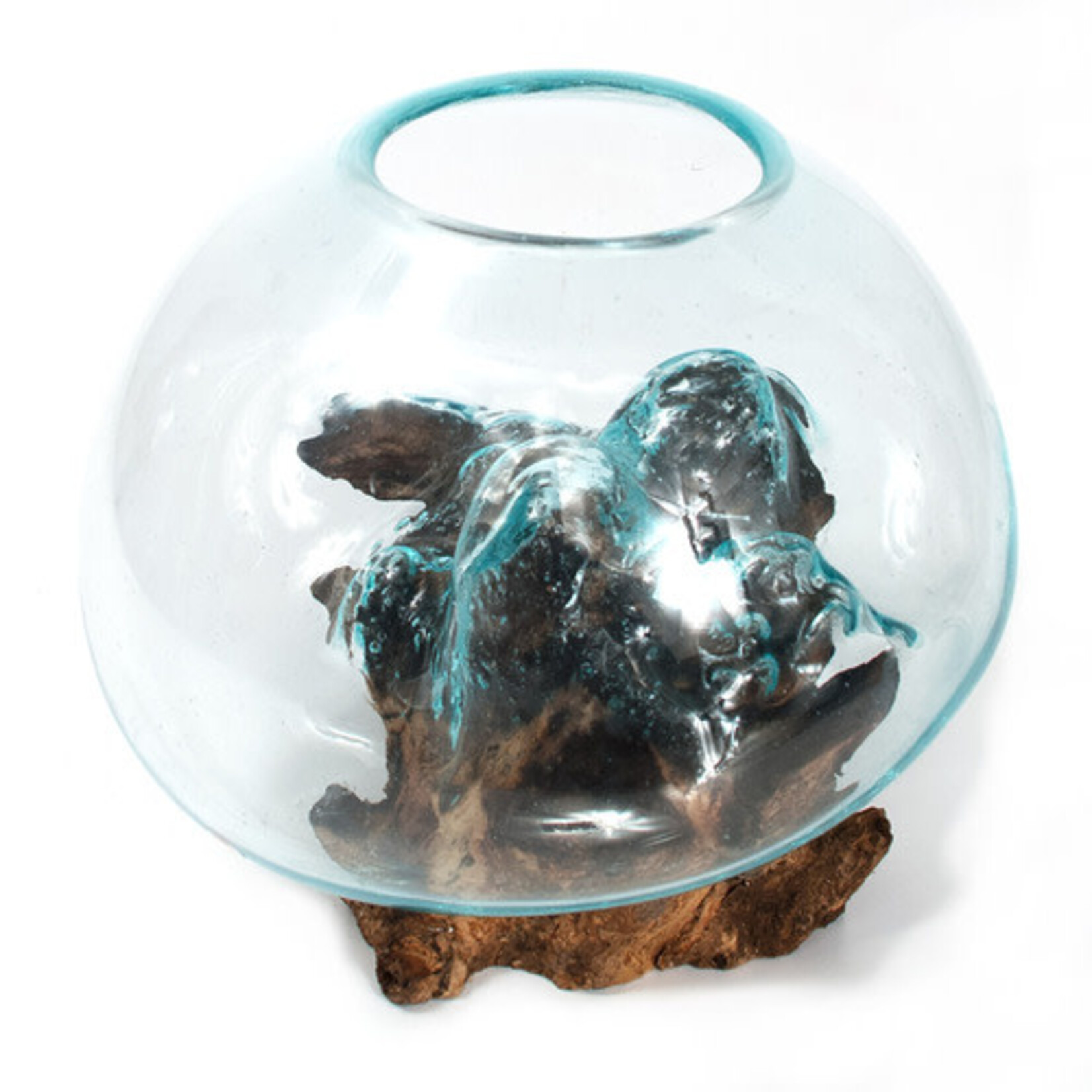 Med Root With Hand Blown Glass Bowl