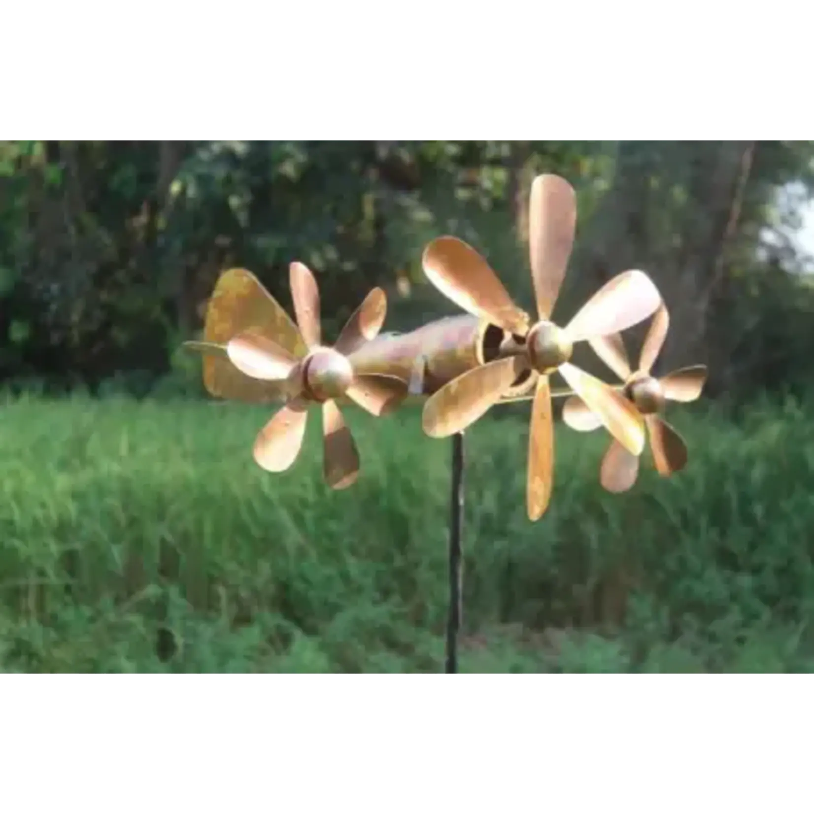 Triple Propeller Airplane On Stake