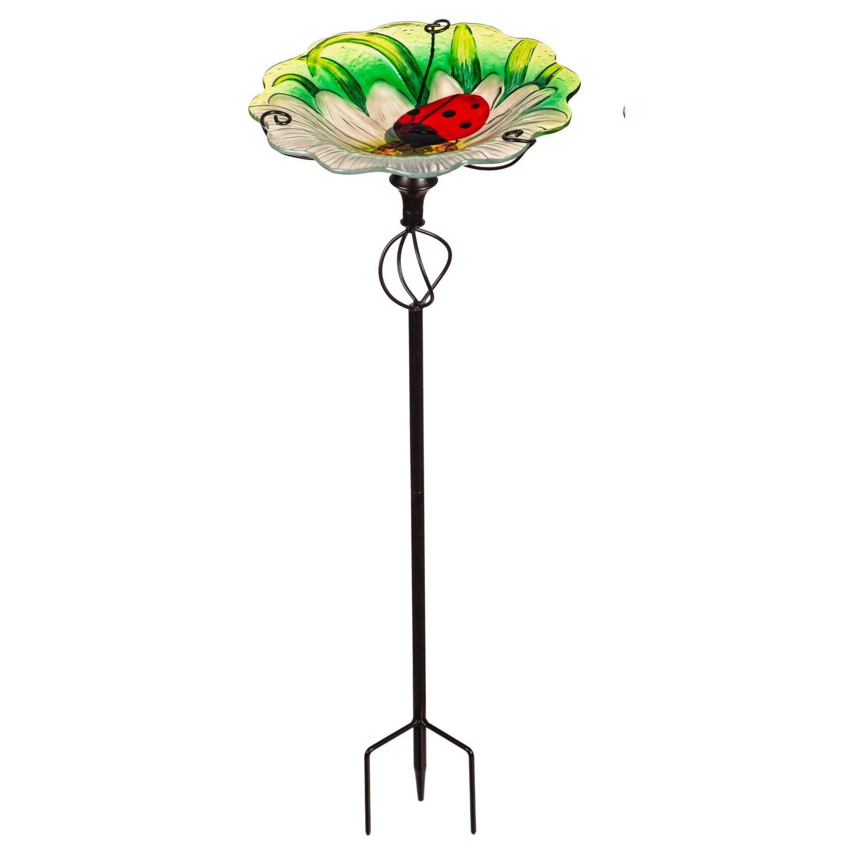 Glass & Metal Staked Bird Feeder - Ladybug