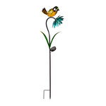 Solar Garden Stake, Flower With Finch