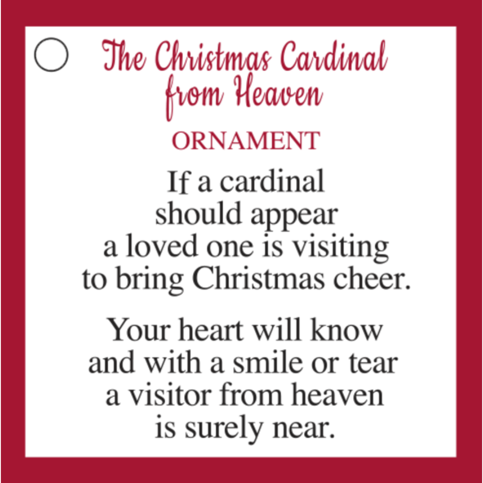 Christmas Cardinal From Heaven Token