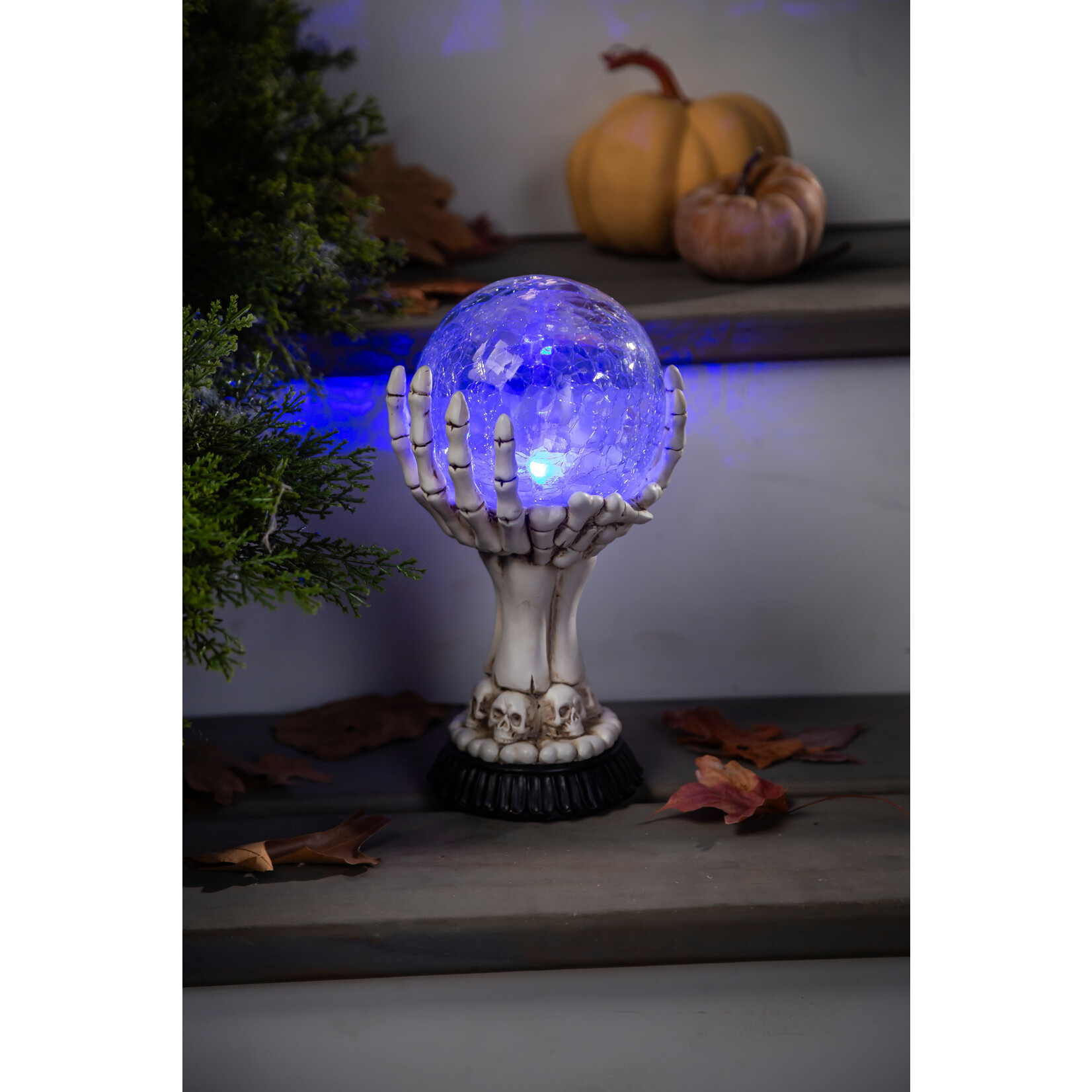 LED Skull Hand Globe Statuary