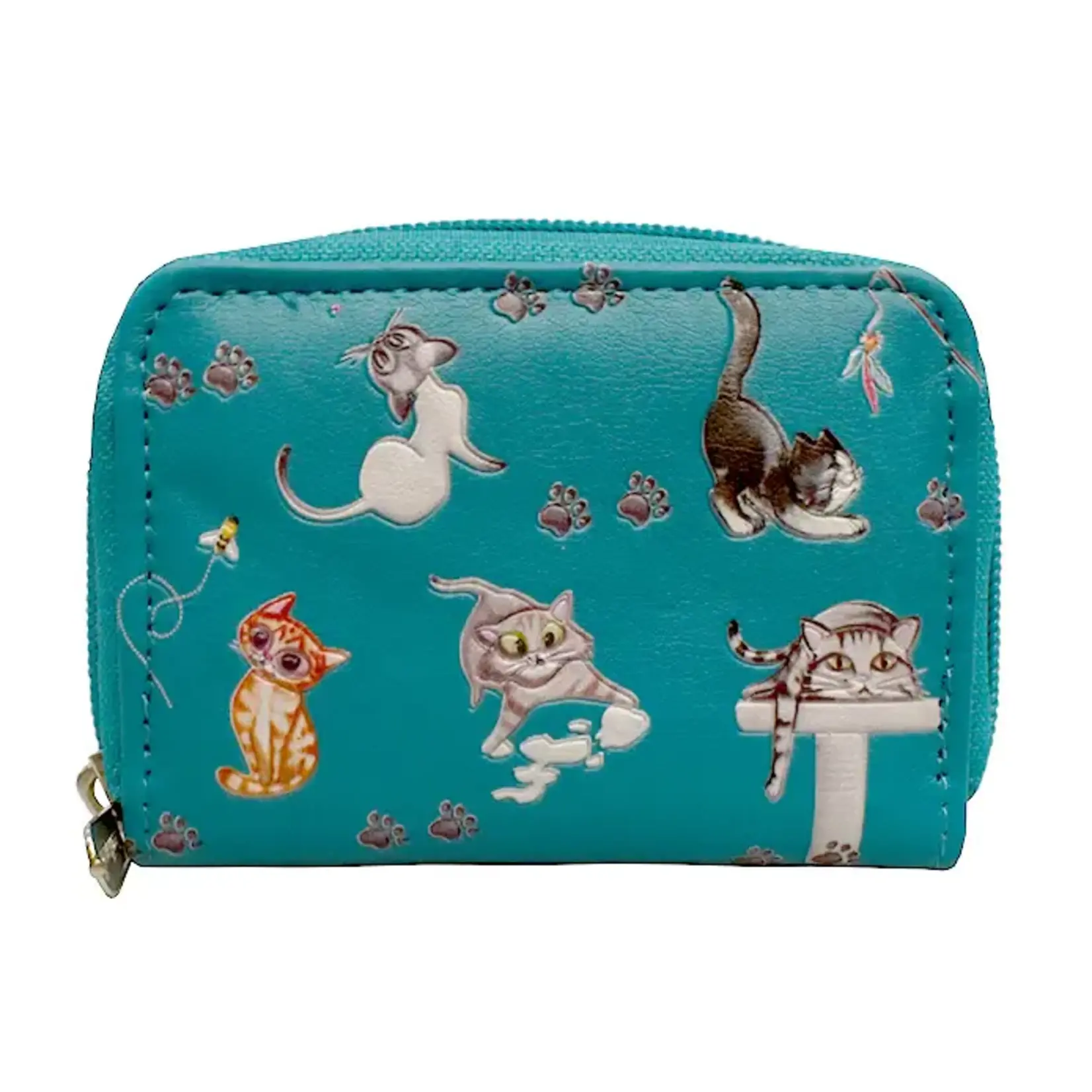 Playful Cats Coin Purse - Teal