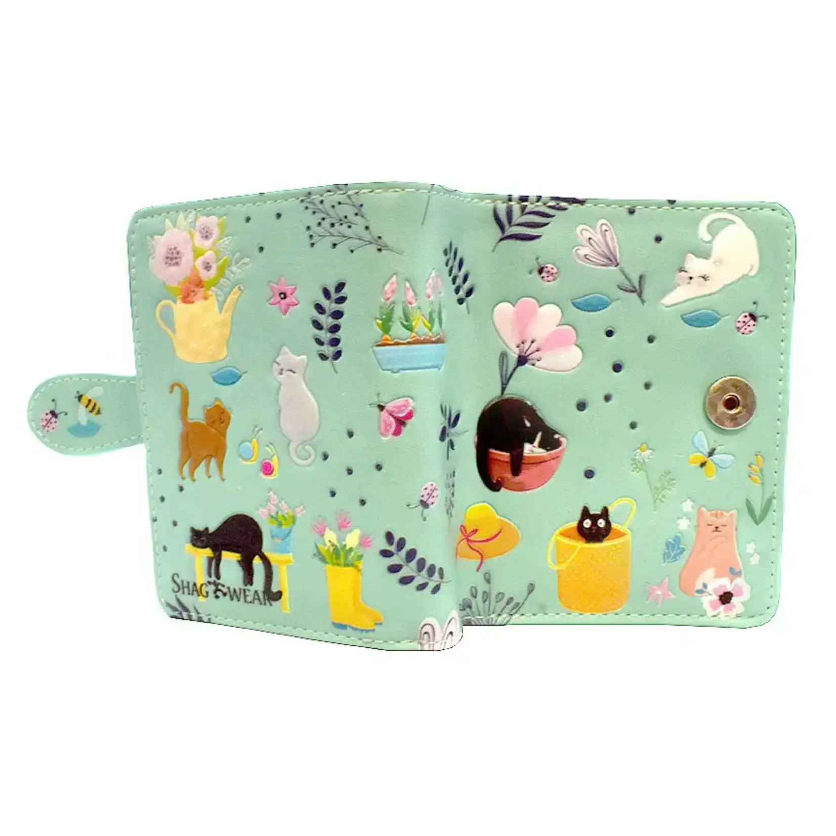 Cats in the Garden Small Wallet/Lt. Teal/with Zipper