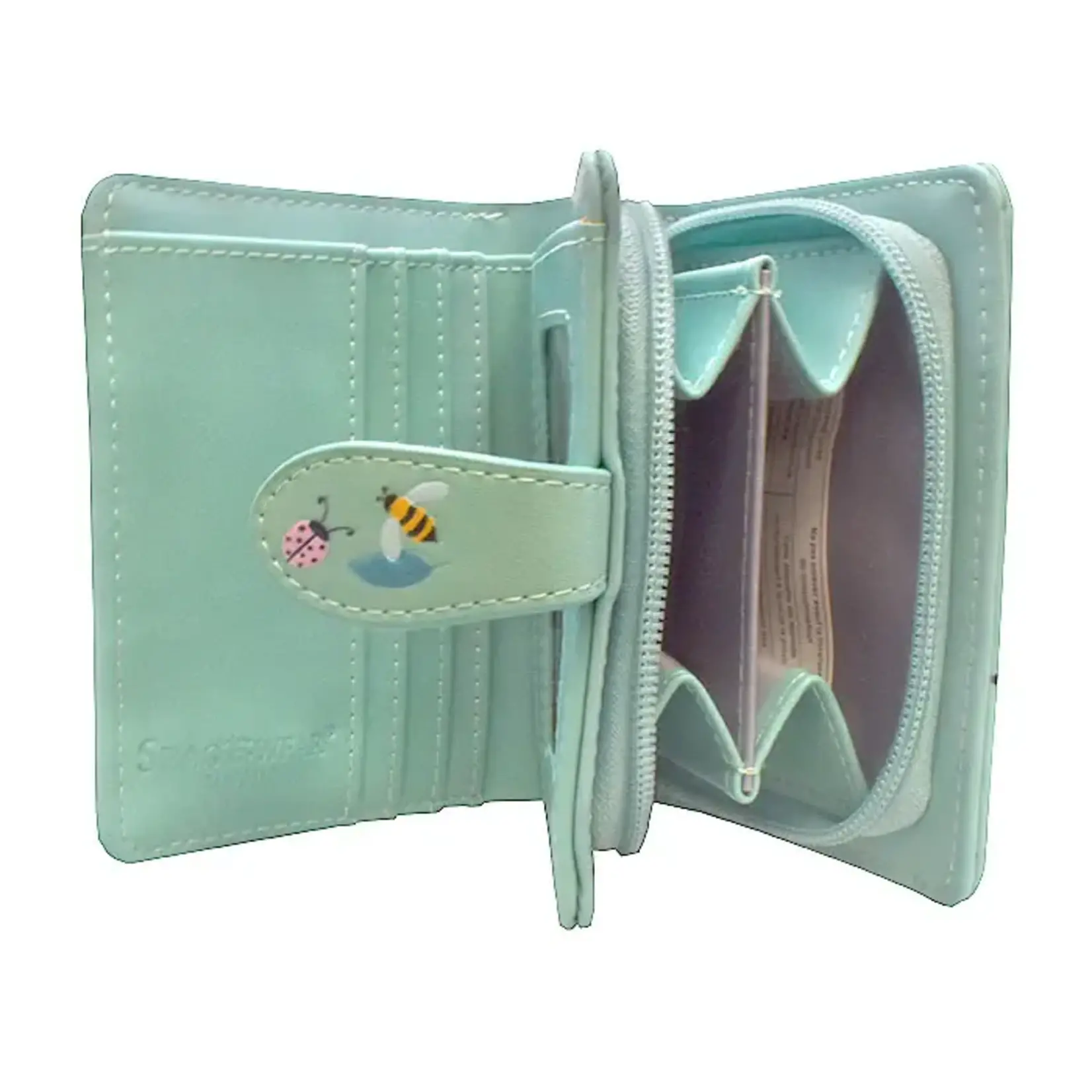 Cats in the Garden Small Wallet/Lt. Teal/with Zipper