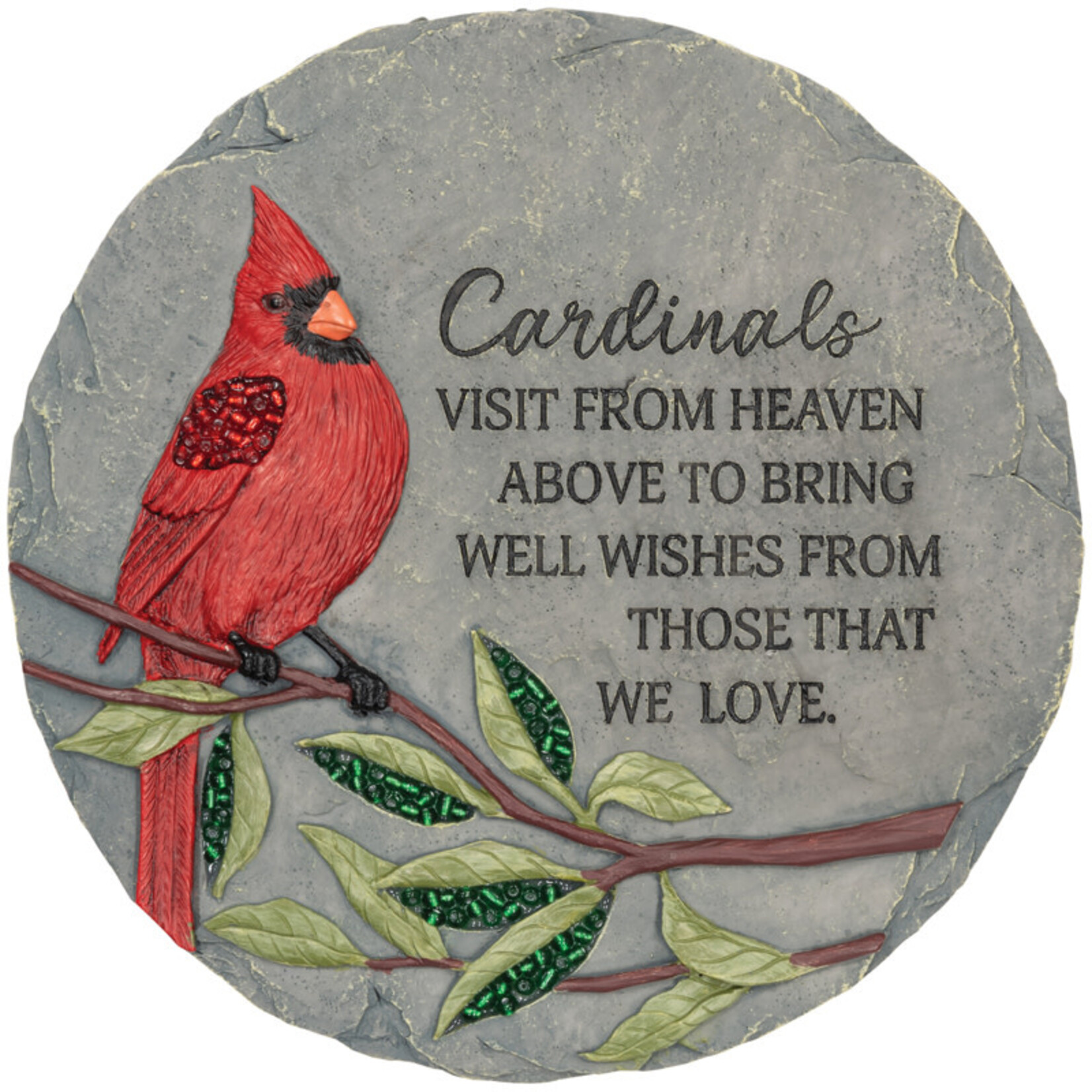 "Cardinals Visit" Beadworks™  Garden Stone