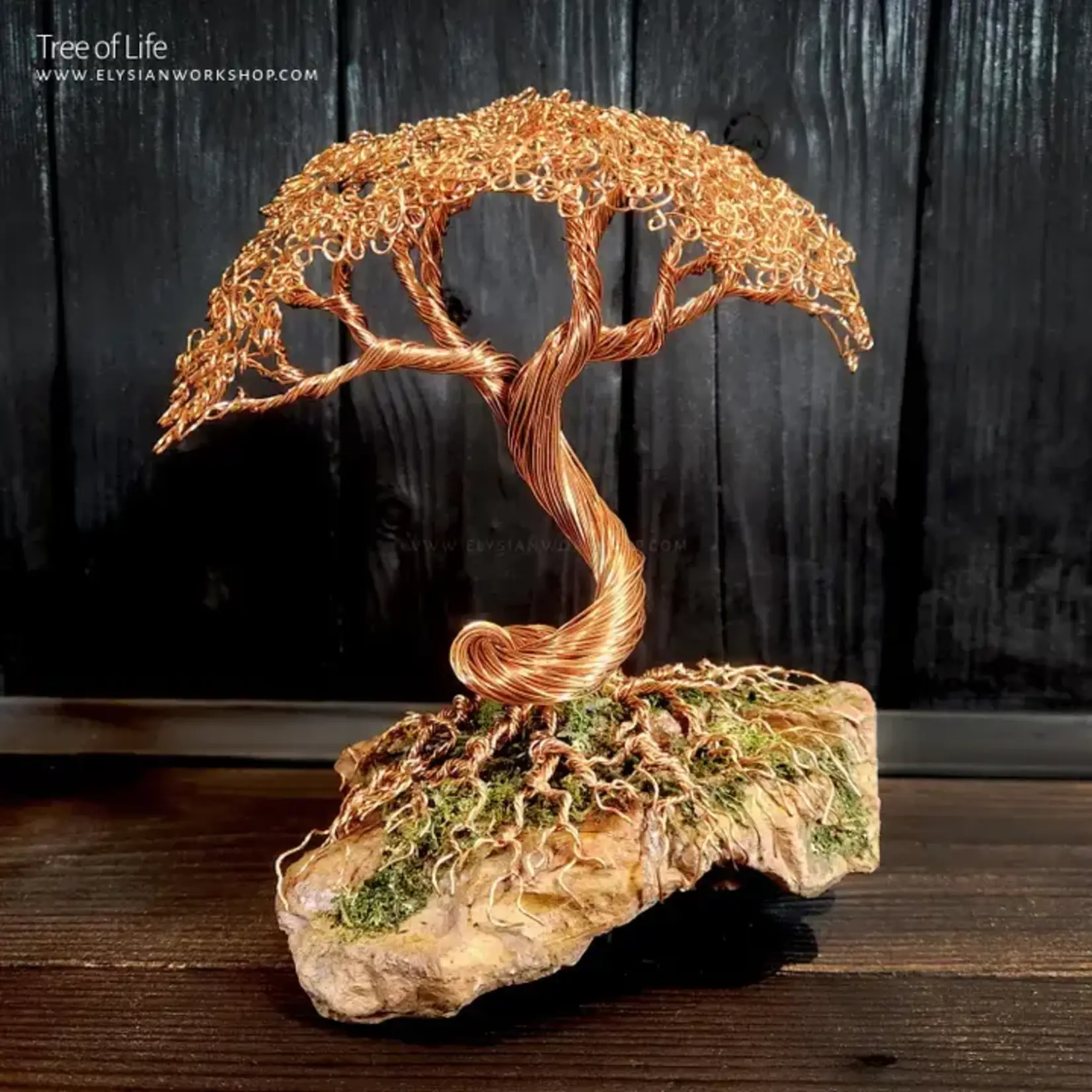 Copper Wire Tree of Life  On Ohko Dragon Stone