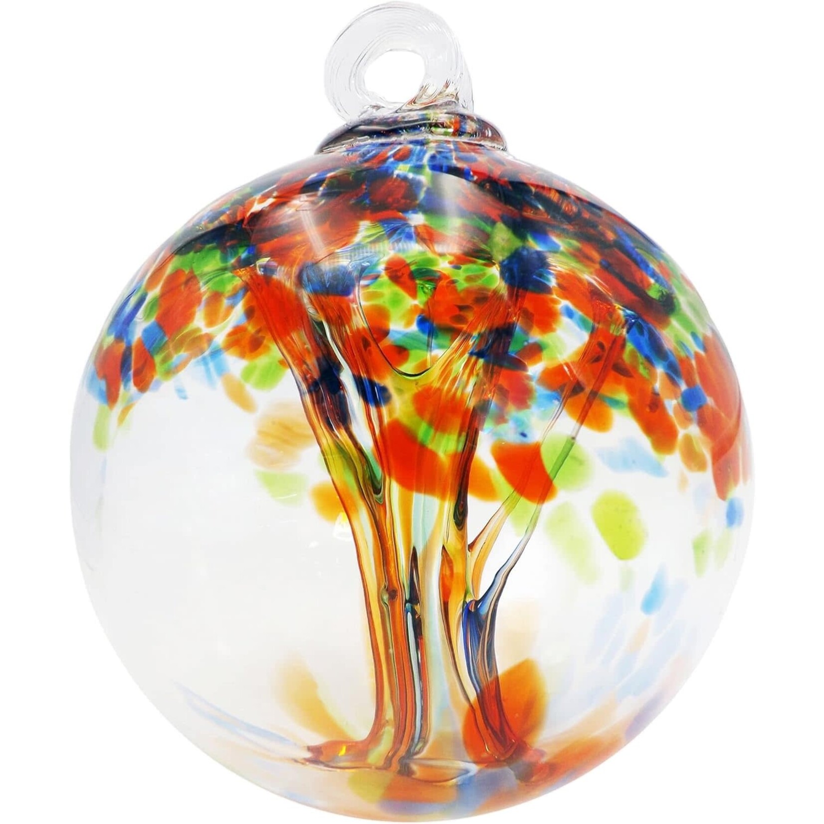 Tree Of Life hand Blown Art Glass Ornament 8" Royal