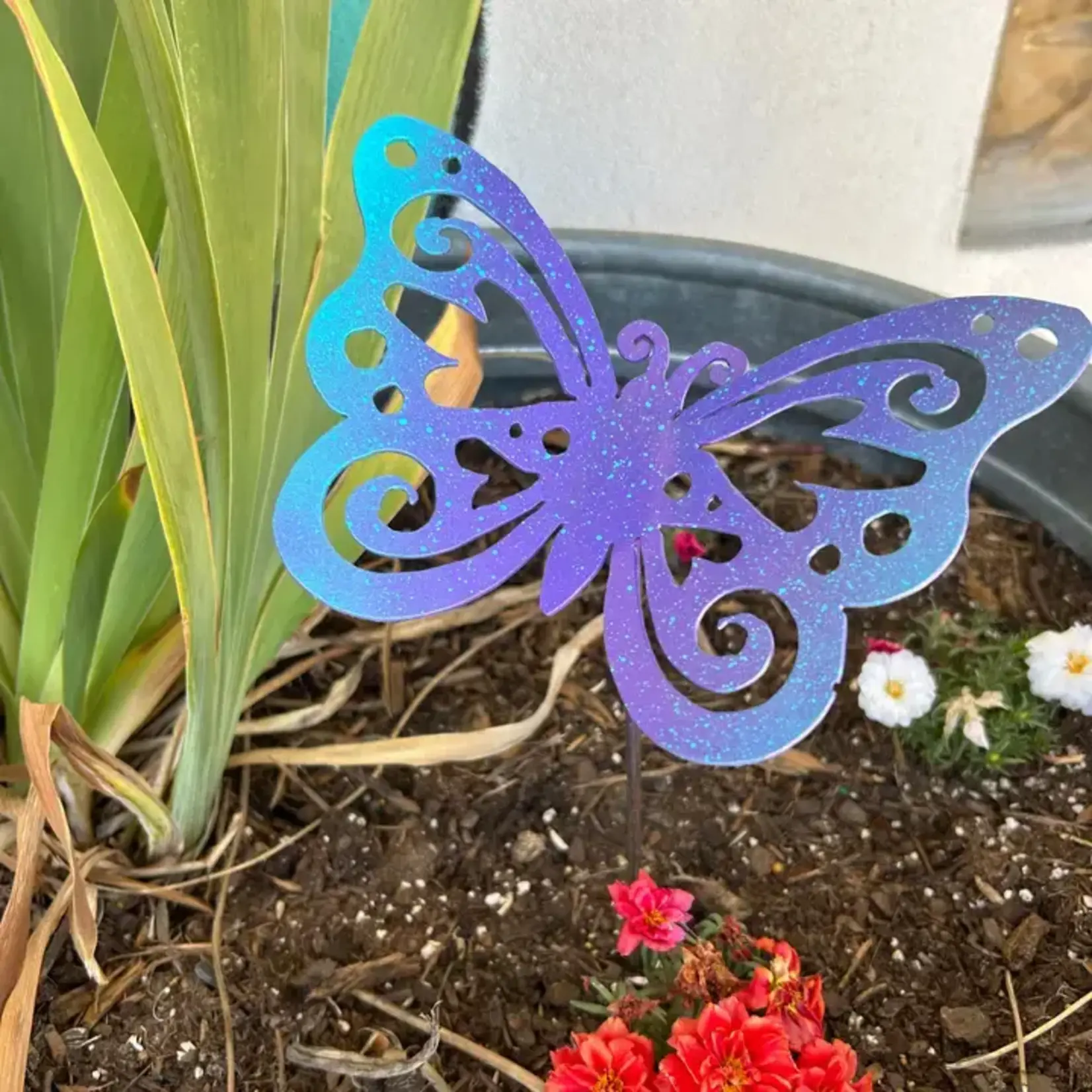 Small Swirly Butterfly Stake  Purple/Blue