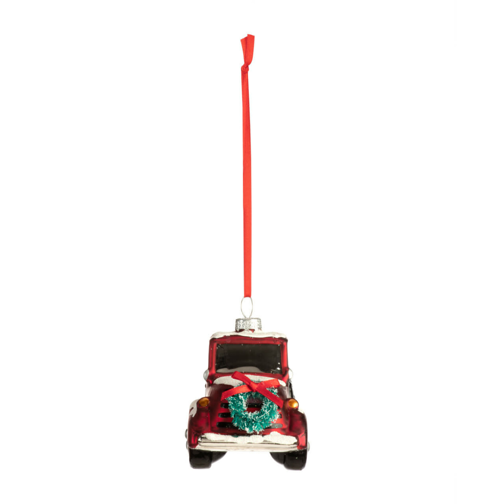 Blown Glass Red Truck Ornament