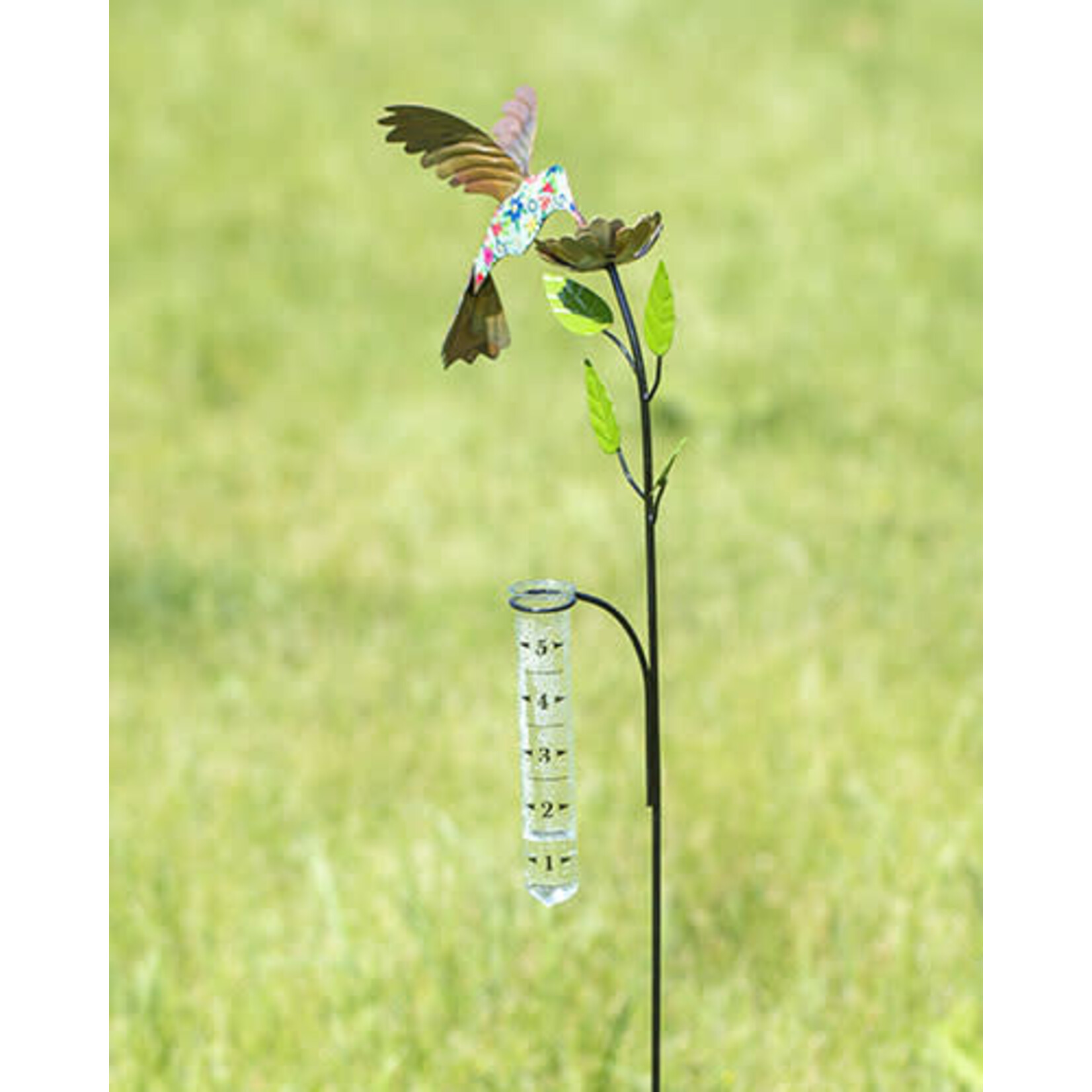 Floral Hummingbird Rain Gauge