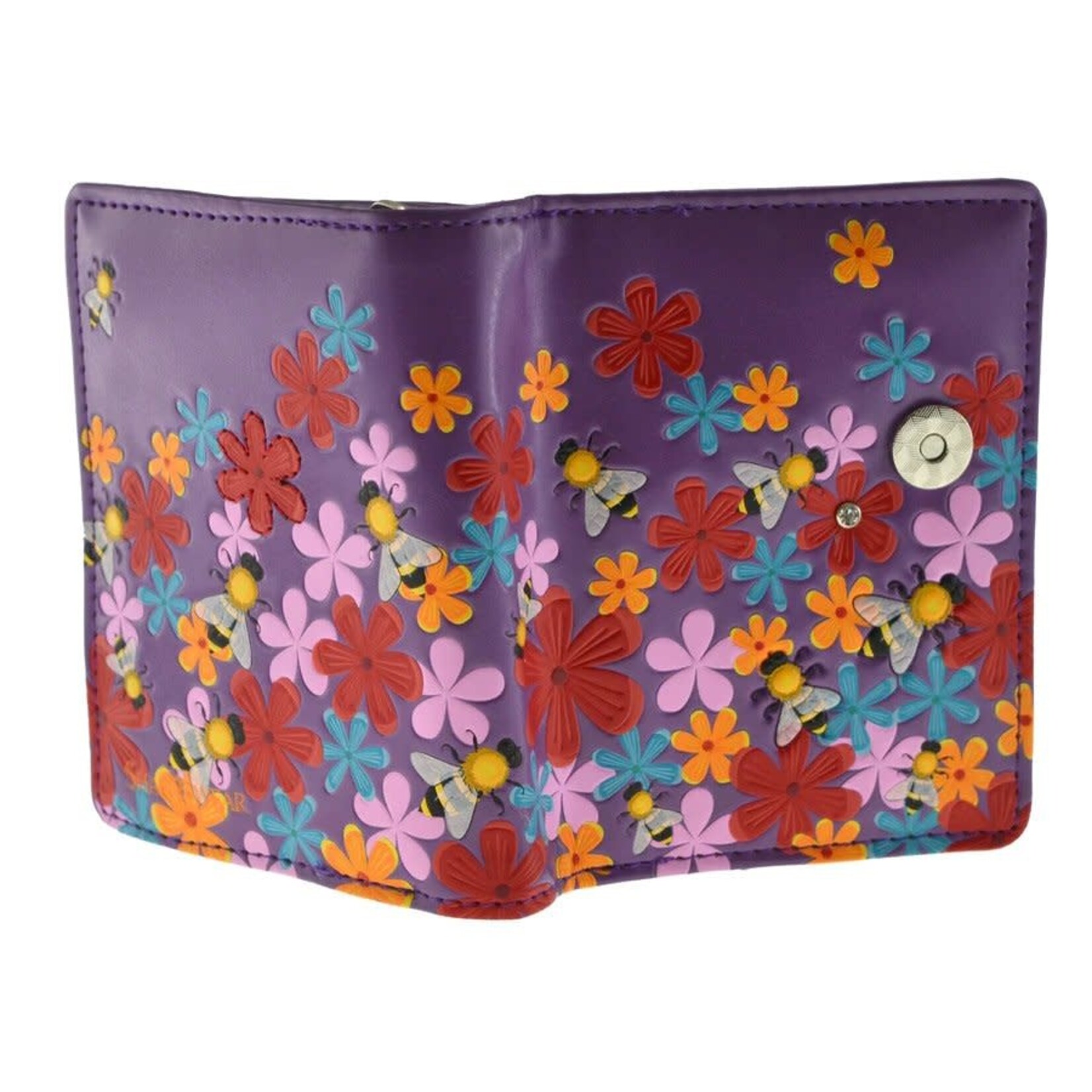Bumble Bee Garden Small Wallet /Purple/With Zipper