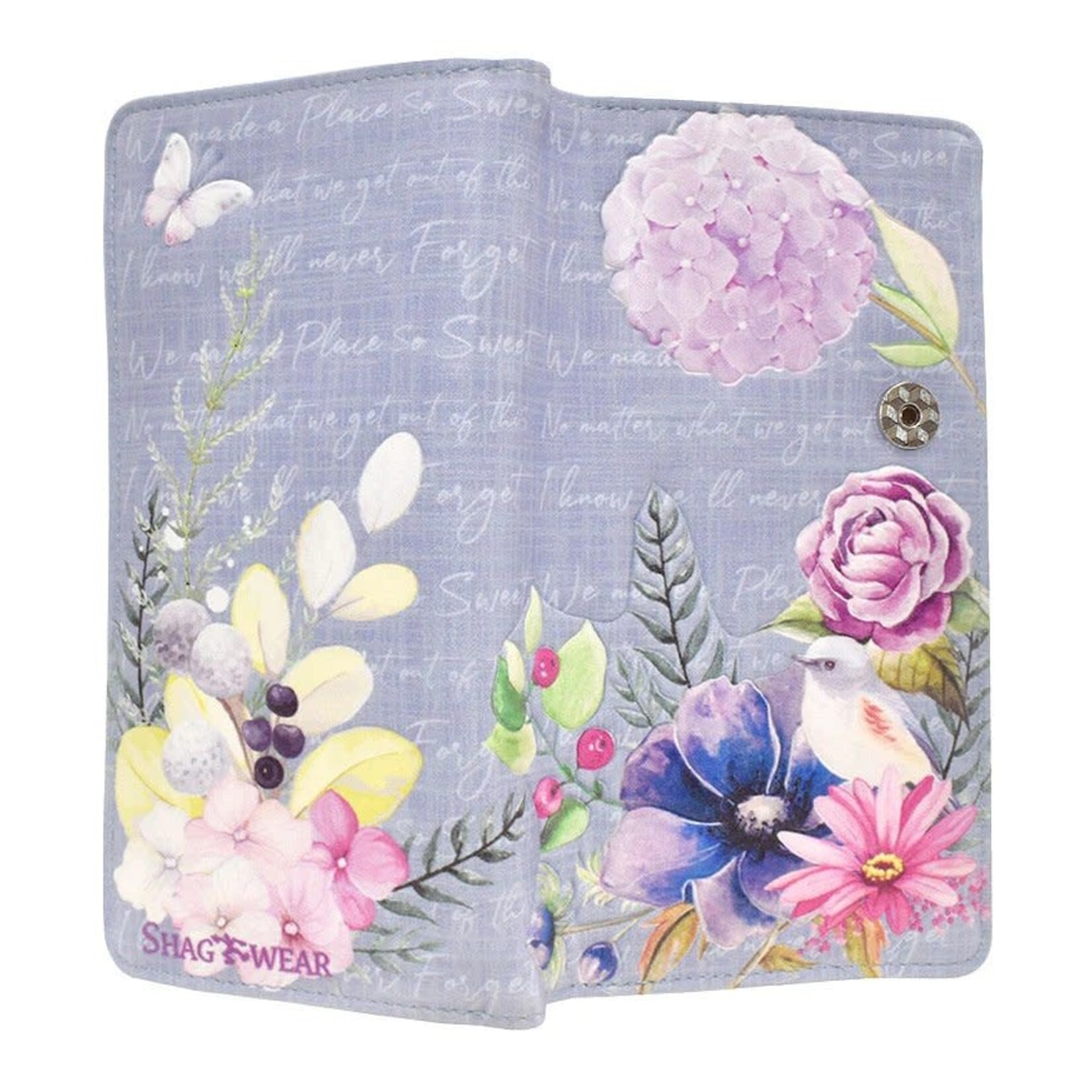 Floral Garden Large Wallet / Lt. Blue / With Zipper