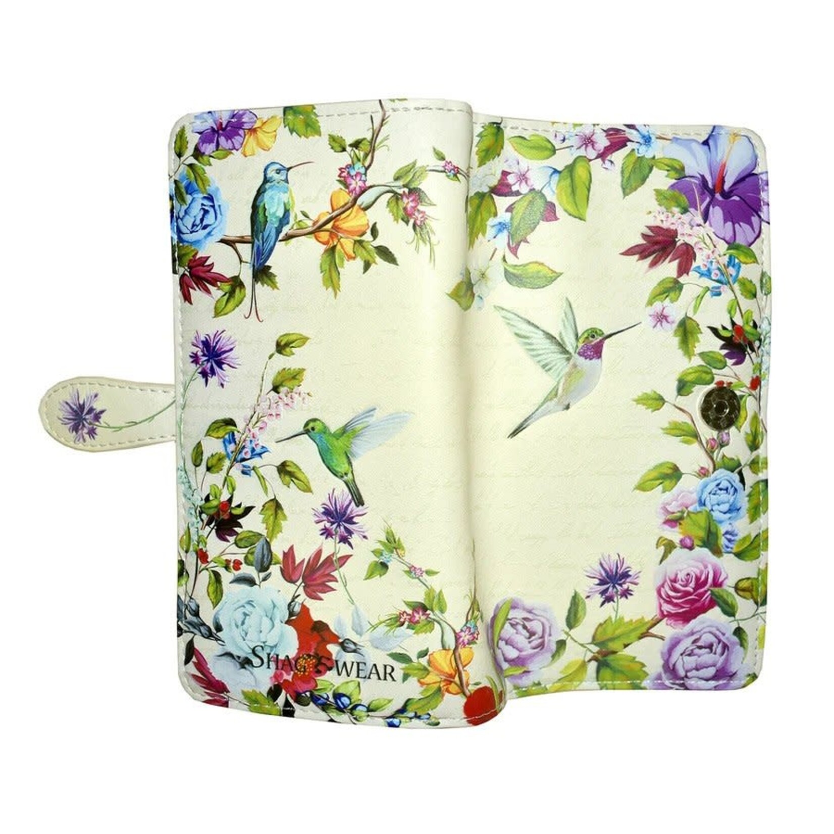 Vintage Hummingbird Large Wallet /Cream / With Zipper