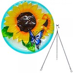 Blooming Sunflower Hanging  Glass Bird Bath