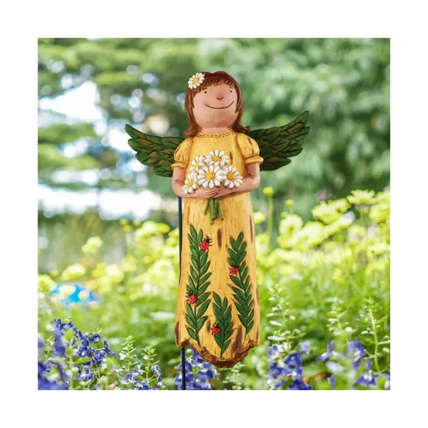 Ladybugs and Daisies Garden Angel