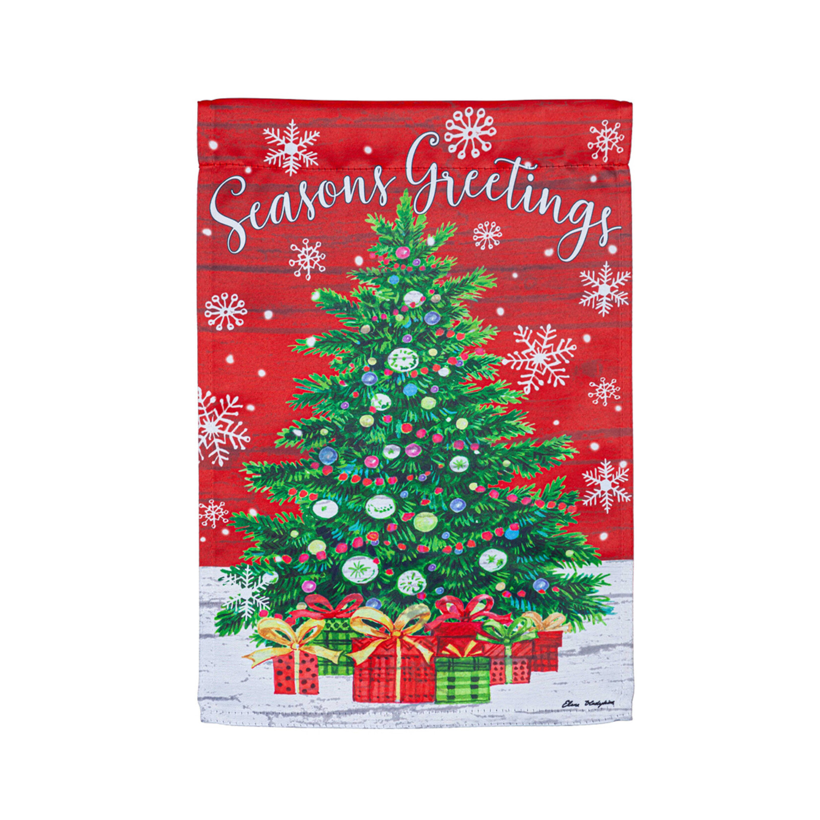 Seasons Greeting Trees Suede House Flag