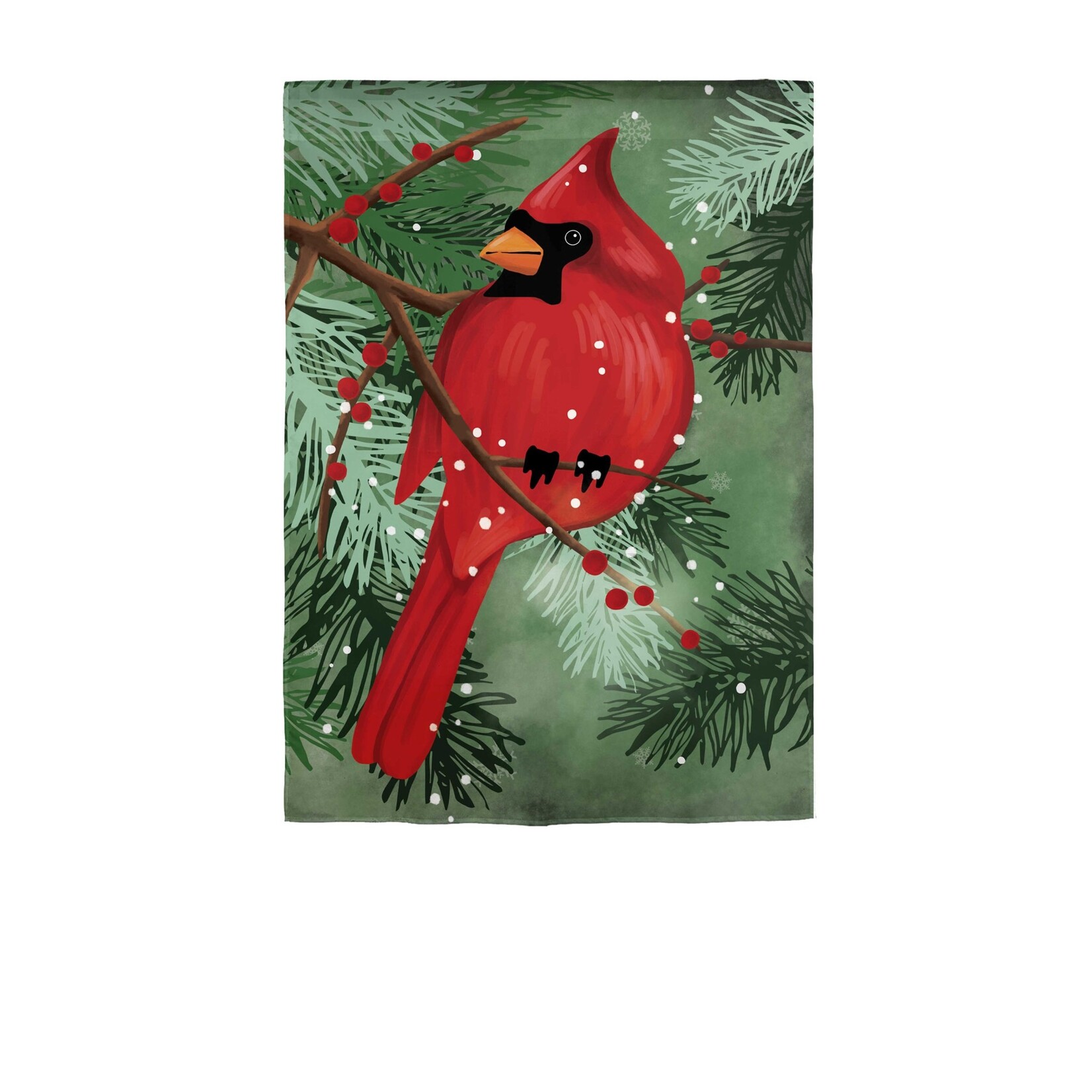 Cardinal in Pines Applique Garden Flag