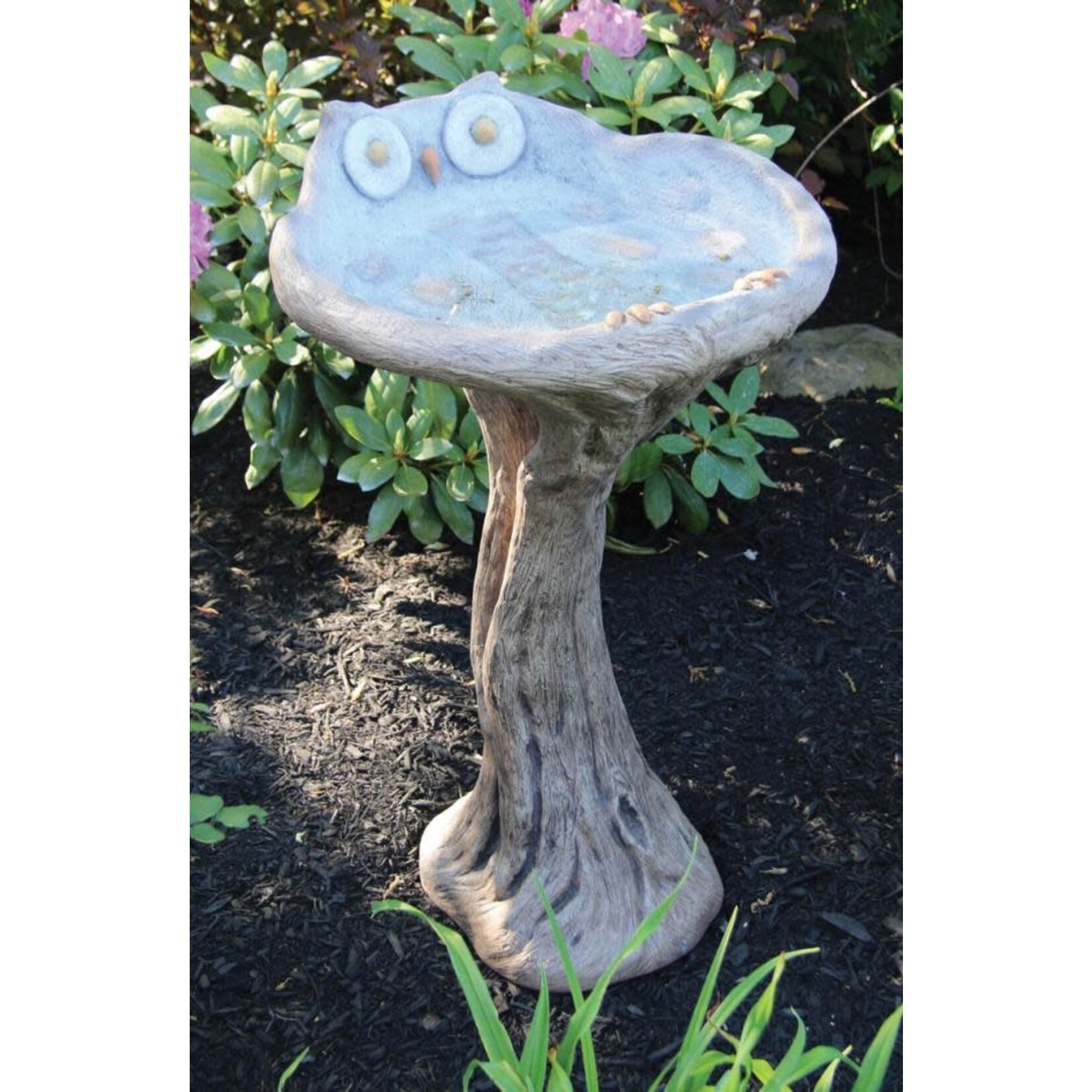 Massarelli Stone Owl One Piece Birdbath