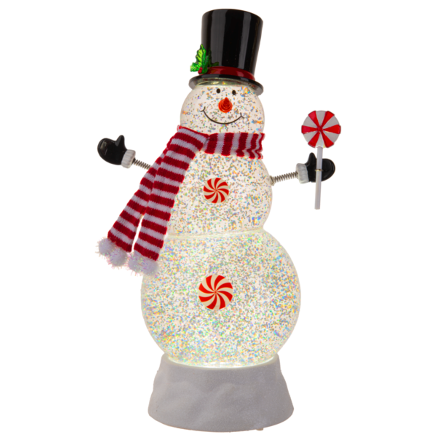 LED Light Up Shimmer Peppermint Snowman Figurine